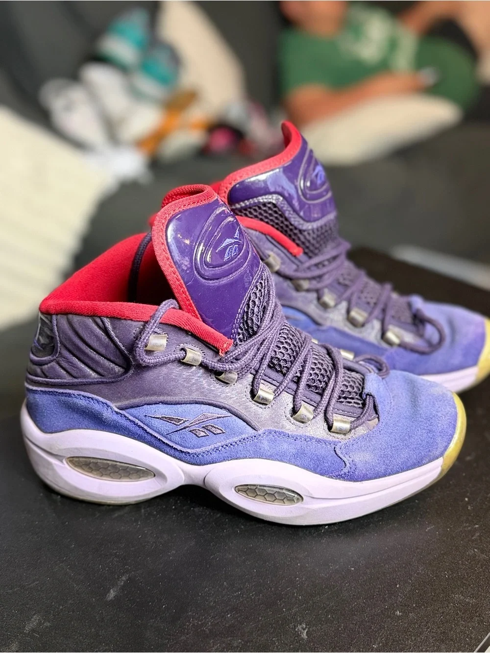 Reebok Men's Purple and Red High-Top Athletic Basketball Shoes
